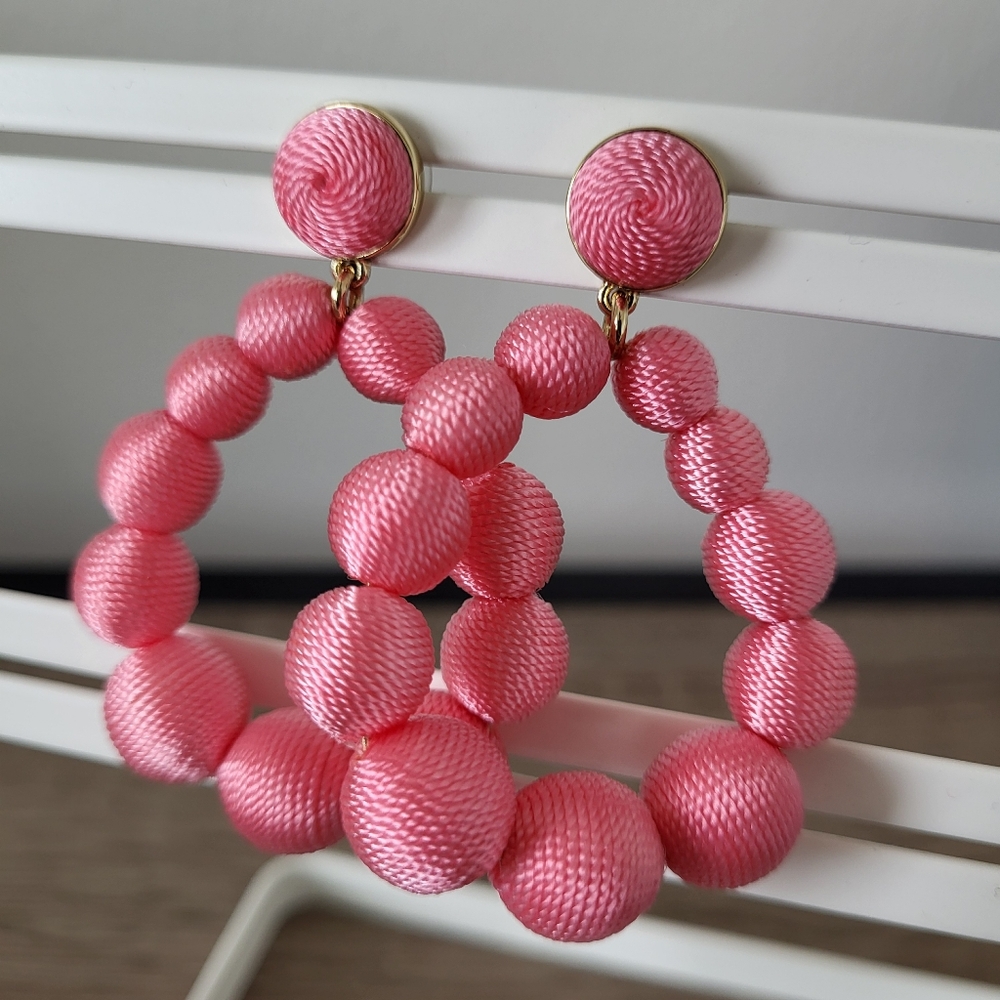 J. Crew Thread Wrapped Statement Earrings - Resort Pink